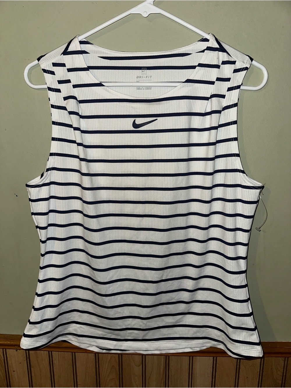 Nike Women’s Dri-FIT Striped Tank - White & Navy